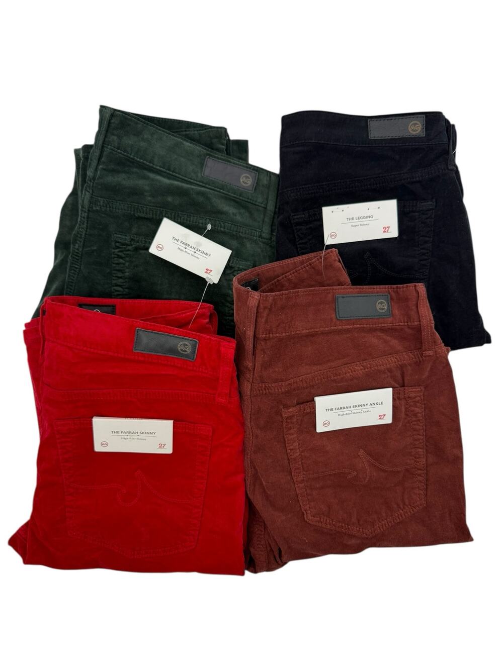 Lot of 4 AG Jeans Women Size 27 Farrah Skinny/The Legging Super Skinny Corduroy